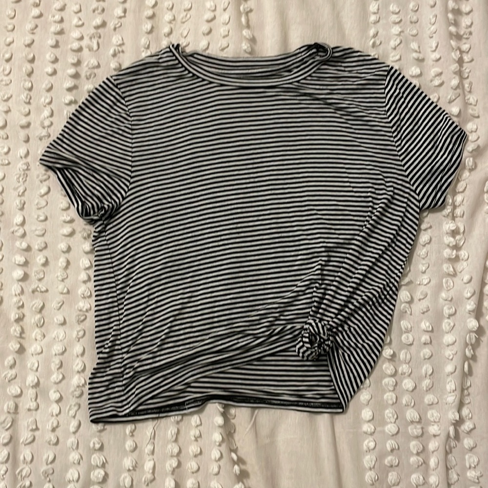Striped knot crop top